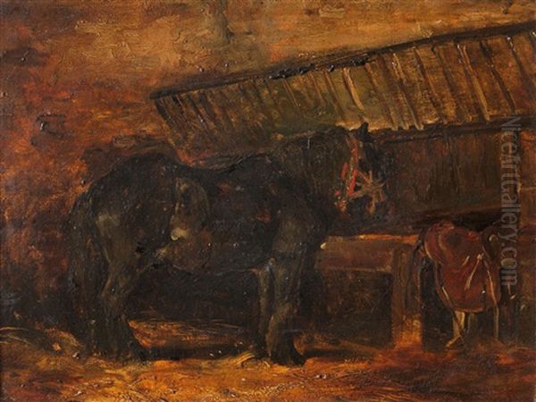 Caballo En El Establo Oil Painting by Eugene Delacroix