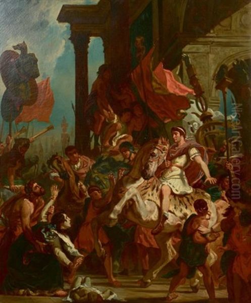 Le Triomphe De Trajan Oil Painting by Eugene Delacroix