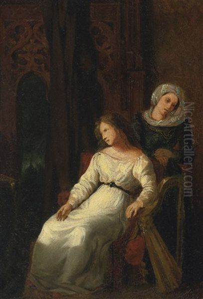 Desdemona And Emilia Oil Painting by Eugene Delacroix