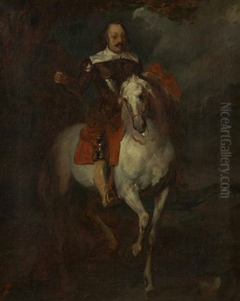 Portrait Equestre Du Marquis De Moncade (after Anton Van Dyck) Oil Painting by Eugene Delacroix