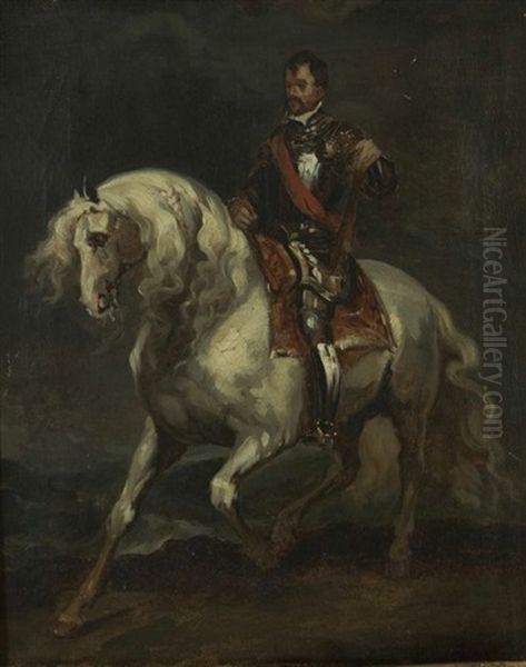 Portrait Equestre De Charles Quint Oil Painting by Eugene Delacroix