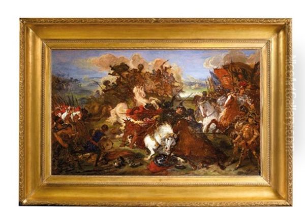 La Defaite Des Croises A Nicopolis En 1396 Oil Painting by Eugene Delacroix