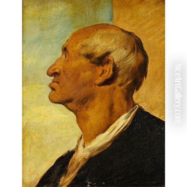 Head Of A Revolutionary Oil Painting by Eugene Delacroix