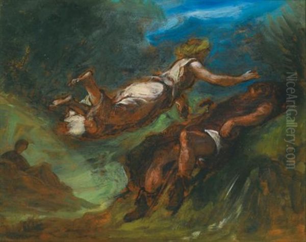 Hesiode Et La Muse Oil Painting by Eugene Delacroix