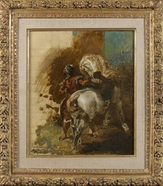 Cavalier Arabe Et Sa Monture, Esquisse (sketch) Oil Painting by Eugene Delacroix