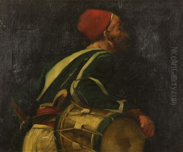 A Zouave Drummer Oil Painting by Eugene Delacroix