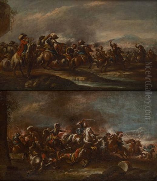 Choc De Cavalerie (2 Works) Oil Painting by Eugene Delacroix