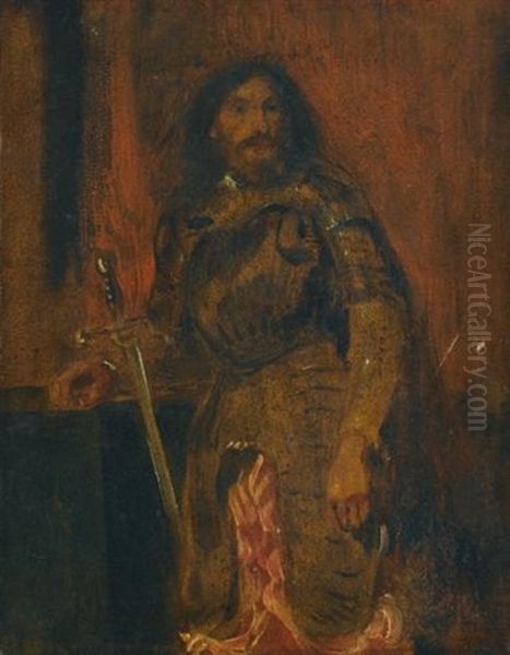 Vicentini En Armure (study) Oil Painting by Eugene Delacroix