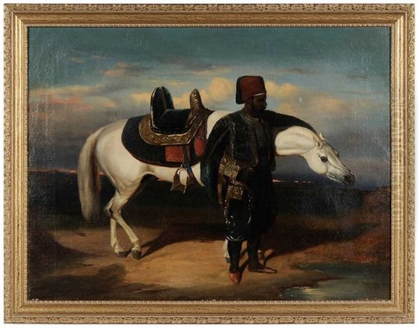 Turkish Officer With Arabian Horse Oil Painting by Eugene Delacroix