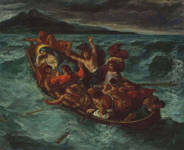 Christ On The Sea Of Galilee (study) Oil Painting by Eugene Delacroix