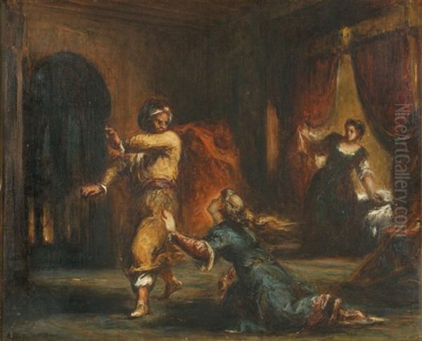 Othello Et Desdemone Oil Painting by Eugene Delacroix