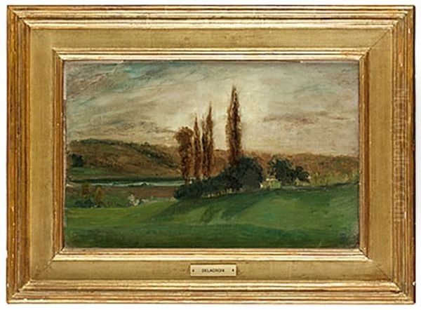 Etude De Paysage A Champrosay Oil Painting by Eugene Delacroix