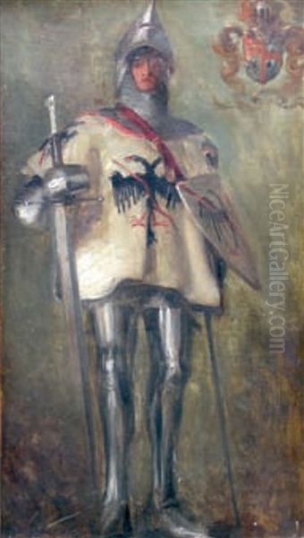 Portrait De Bertrand Du Guesclin En Armure Oil Painting by Eugene Delacroix