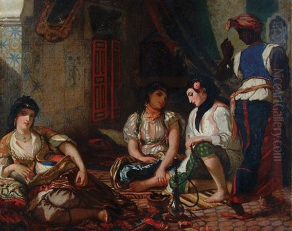 The Women Of Algiers Oil Painting by Eugene Delacroix