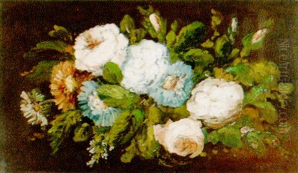 Stillleben Mit Astern Und Rosen Oil Painting by Eugene Delacroix