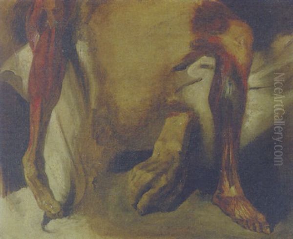 Asvered Hand And Two Ecorches Of A Leg Oil Painting by Eugene Delacroix