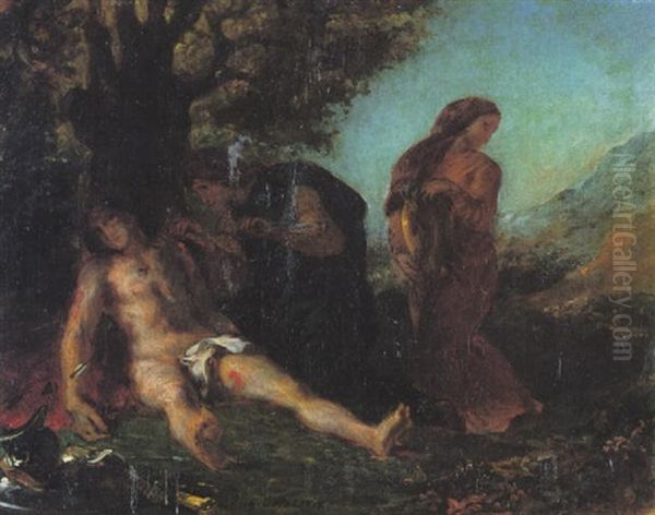 Saint Sebastian Tended By The Holy Women Oil Painting by Eugene Delacroix