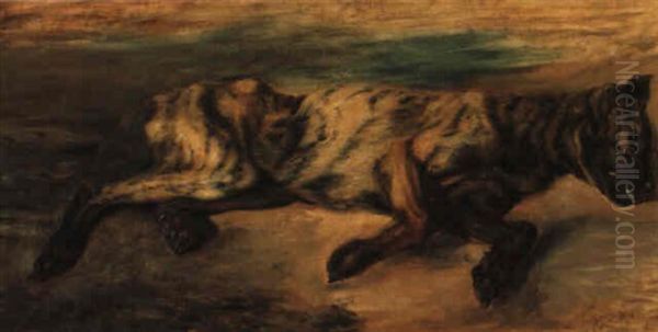 Chien Mort Oil Painting by Eugene Delacroix