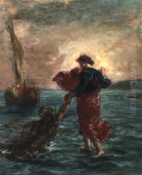 Christus Schreitet Uber Das Wasser Oil Painting by Eugene Delacroix