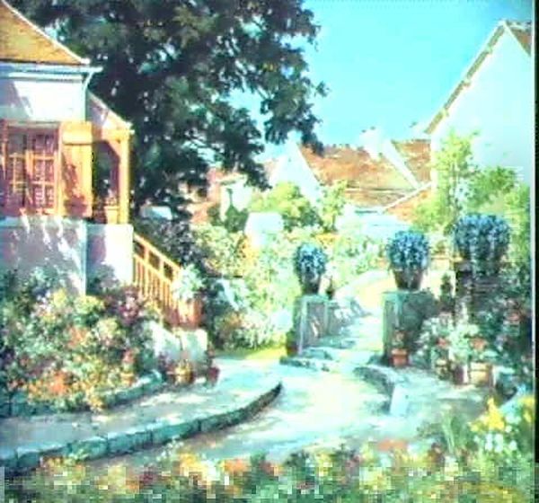 A Sunlit Garden Oil Painting by Pauline Delacroix-Garnier