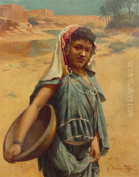 Devant L'oued Oil Painting by Alexis Auguste Delahogue