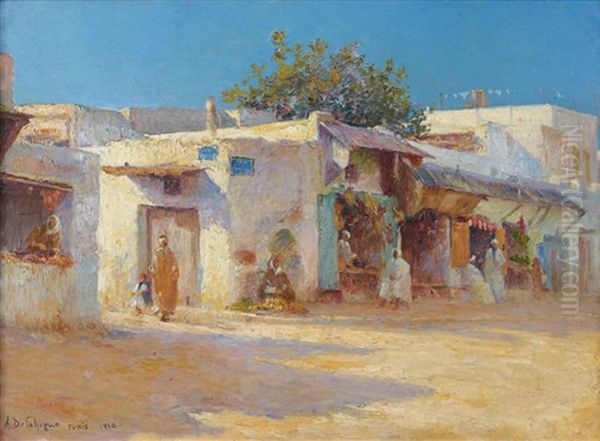 Marche A Tunis Oil Painting by Alexis Auguste Delahogue