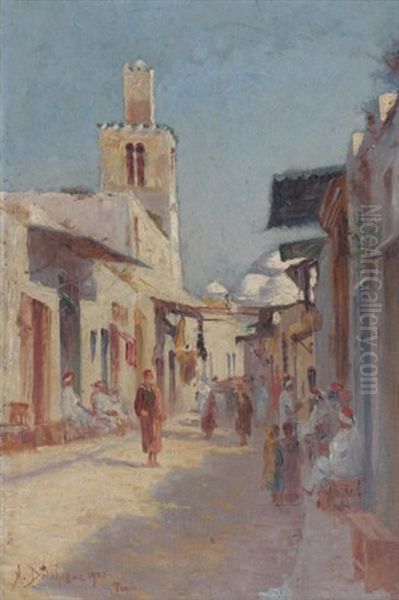 Tunis, Une Rue Oil Painting by Alexis Auguste Delahogue