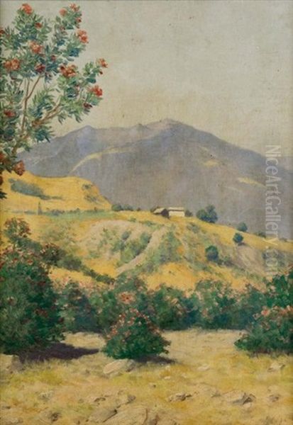 Collines Fleuries Oil Painting by Alexis Auguste Delahogue