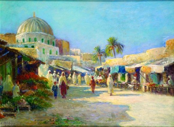 Kairouan Oil Painting by Alexis Auguste Delahogue