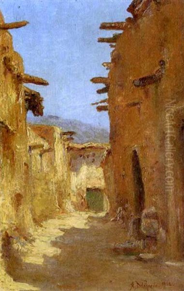 Village A Araouia, El Kantara Oil Painting by Alexis Auguste Delahogue