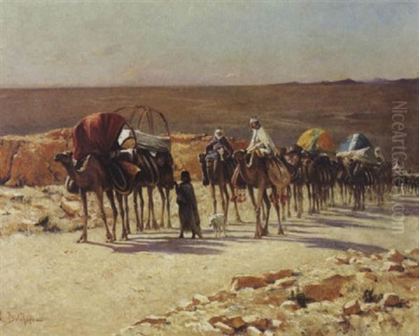 L'arrivee De La Caravane Oil Painting by Alexis Auguste Delahogue