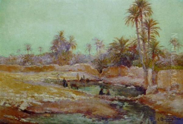 Vue De Gafsa Oil Painting by Alexis Auguste Delahogue