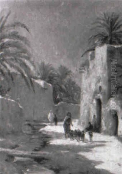 Biskra Oil Painting by Alexis Auguste Delahogue