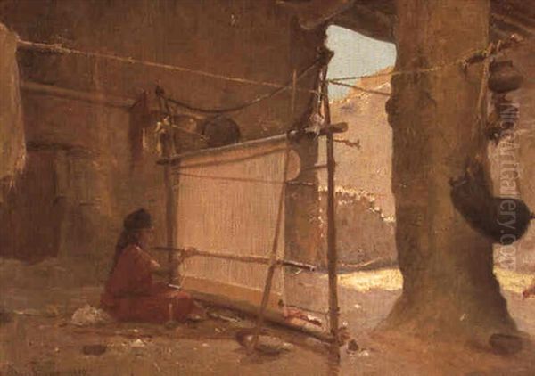 Interieur D'el-kantara Oil Painting by Alexis Auguste Delahogue