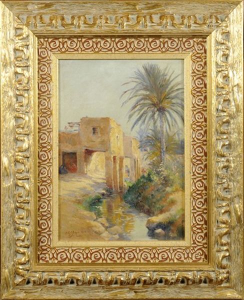 Gabes En Tunisie Oil Painting by Eugene Jules Delahogue