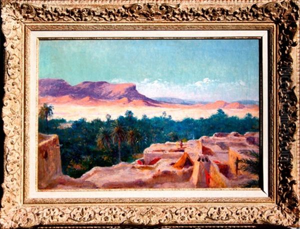 Paysage A Bou-saada Oil Painting by Eugene Jules Delahogue