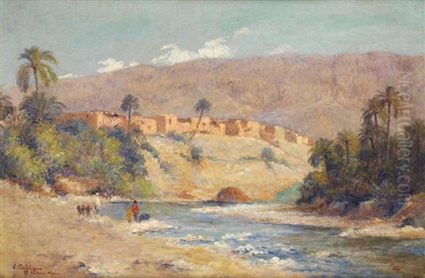 Vue D'el Kantara Oil Painting by Eugene Jules Delahogue