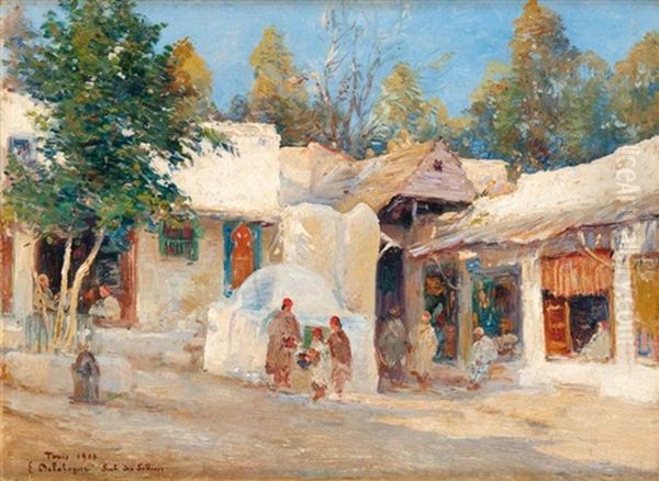 Souks Des Selliers, Tunis Oil Painting by Eugene Jules Delahogue