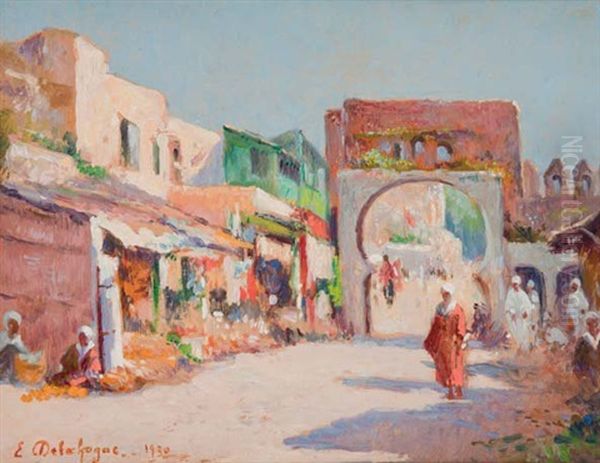 Marche A Tunis Oil Painting by Eugene Jules Delahogue