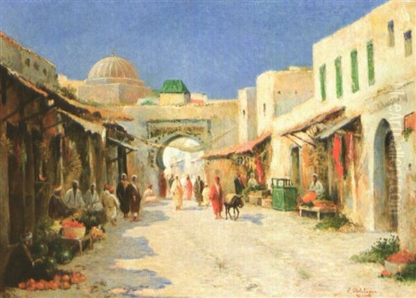 Entree De La Ville A Tetouan Oil Painting by Eugene Jules Delahogue