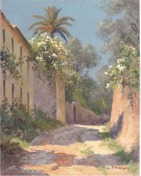 View Of The Cote D'azur, France (+ 2 Others, Similar; 3 Works) Oil Painting by Eugene Jules Delahogue