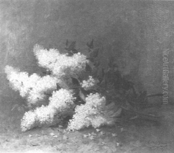 Lilacs Oil Painting by Eugene Jules Delahogue