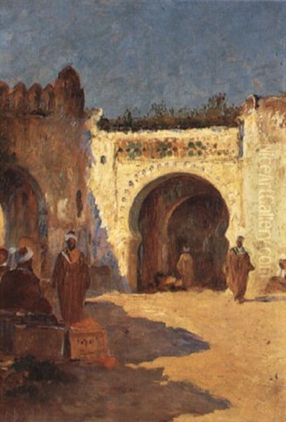 Les Portes De La Ville Oil Painting by Eugene Jules Delahogue