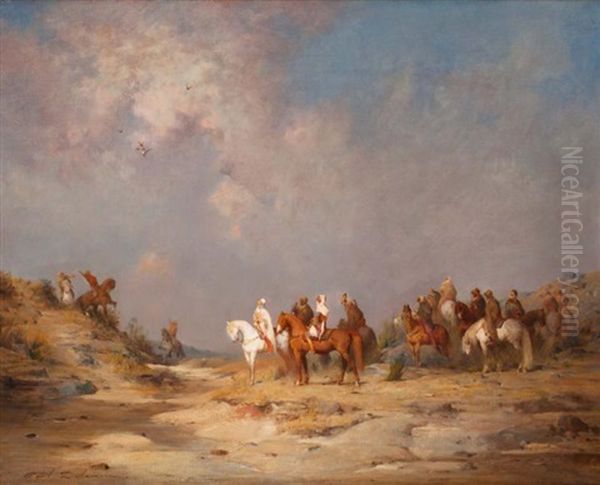 La Chasse Au Faucon Oil Painting by Paul Delamain