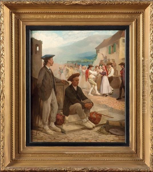 Le Depart Des Bearnais Oil Painting by Theodore Didier Delamarre