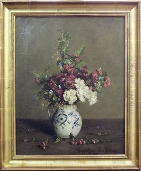 Bouquet De Fleurs Dans Un Vase Oil Painting by Hippolyte Pierre Delanoy