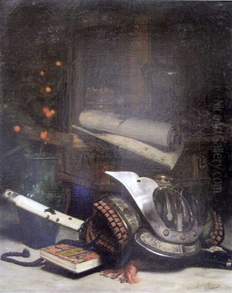 Interieur Chinois Au Sabre De Samourai Oil Painting by Hippolyte Pierre Delanoy