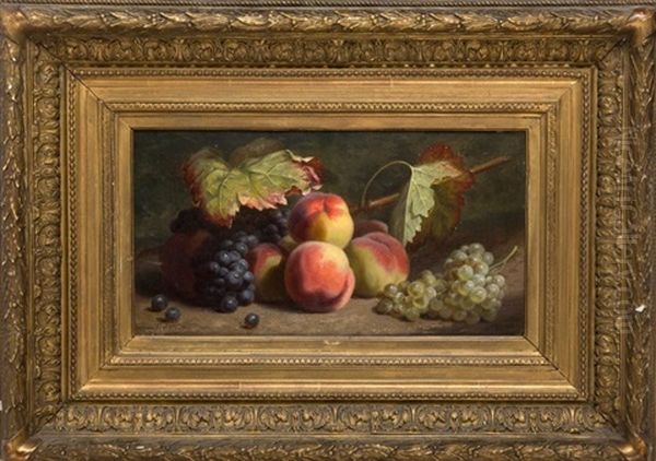 Nature Morte Aux Peches Et Aux Raisins Oil Painting by Jacques Delanoy