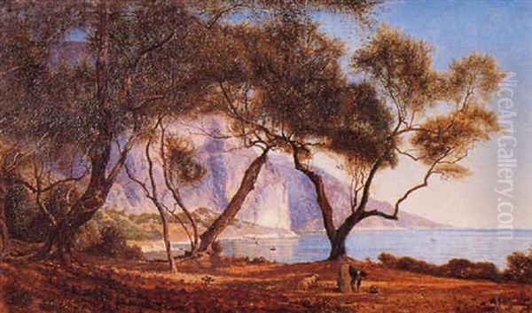 Cala Mallorquina Con Joven Y Veleros Oil Painting by Charles Samuel Delapeine