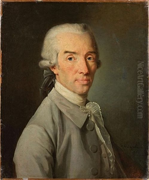 Portrait De Gentilhomme En Costume Gris Oil Painting by Nicolas Benjamin Delapierre